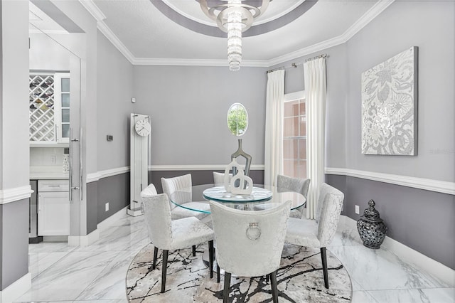 1450 Belfiore Way, Windermere, FL 34786 - dining space with light marble finish floors and crown molding