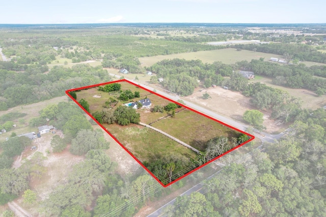 6803 Round Lake Rd, Mount Dora, FL 32757 - overview of rural landscape featuring property boundaries highlighted
