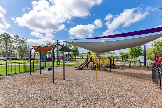 community play area with fence