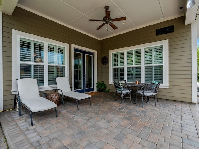 view of patio / terrace with a ceiling fan