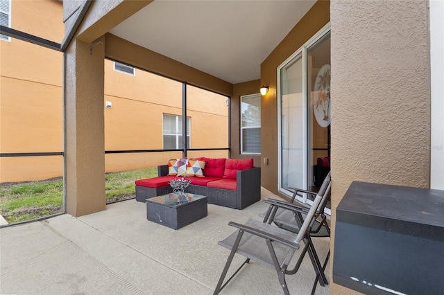 view of patio / terrace with visible vents and an outdoor living space