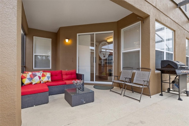 view of patio / terrace with a grill and an outdoor living space
