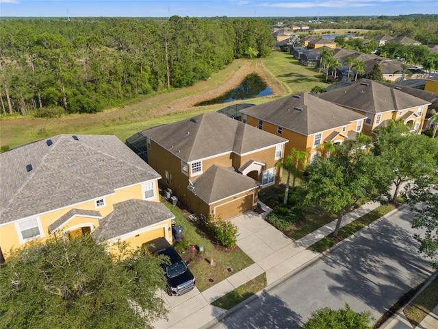 bird's eye view with a view of trees and a residential view