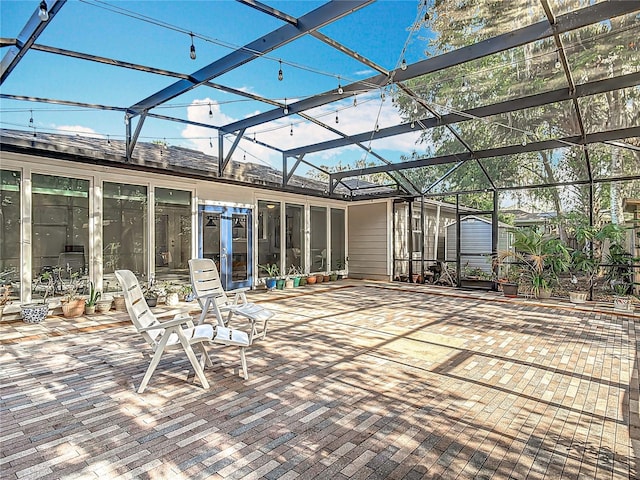 exterior space featuring glass enclosure
