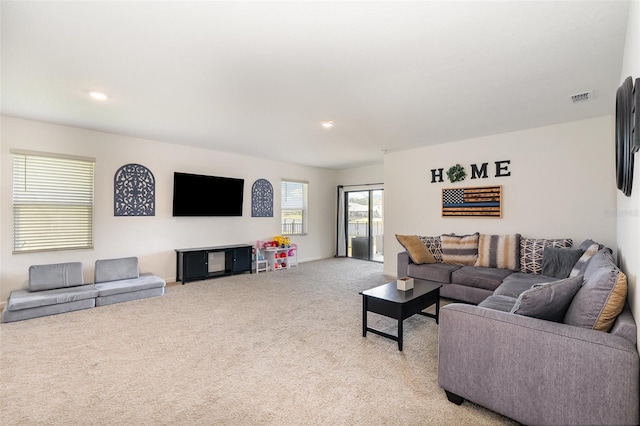 4601 Talbot Blvd, Cocoa, FL 32926 - living room featuring visible vents, recessed lighting, and light carpet