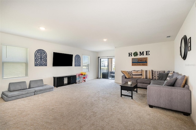4601 Talbot Blvd, Cocoa, FL 32926 - living area with recessed lighting, visible vents, and light carpet