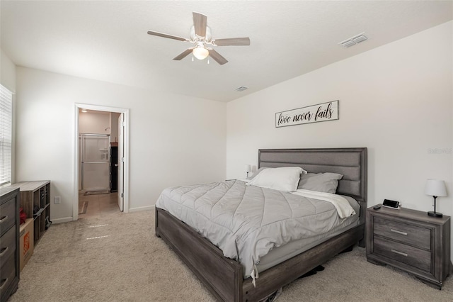 4601 Talbot Blvd, Cocoa, FL 32926 - bedroom with light colored carpet, baseboards, visible vents, and ceiling fan