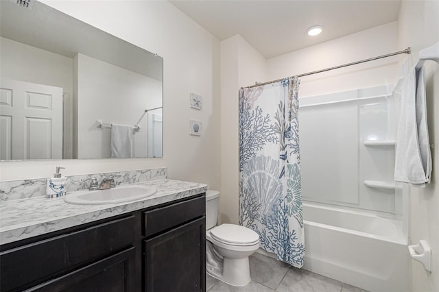 4601 Talbot Blvd, Cocoa, FL 32926 - full bathroom with toilet, shower / bath combo, tile patterned flooring, and vanity