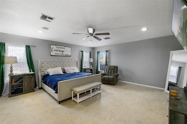 2806 Polson Dr, Kissimmee, FL 34758 - carpeted bedroom featuring a ceiling fan, baseboards, recessed lighting, and a textured ceiling
