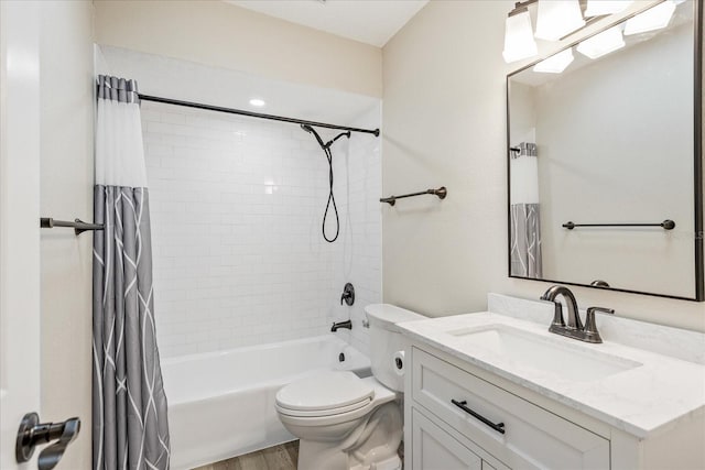 5162 Tellson Pl, Orlando, FL 32812 - full bath with vanity, shower / bathtub combination with curtain, wood finished floors, and toilet