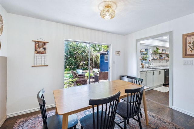8619 Veridian Dr, Orlando, FL 32810 - dining space with baseboards and dark wood-type flooring