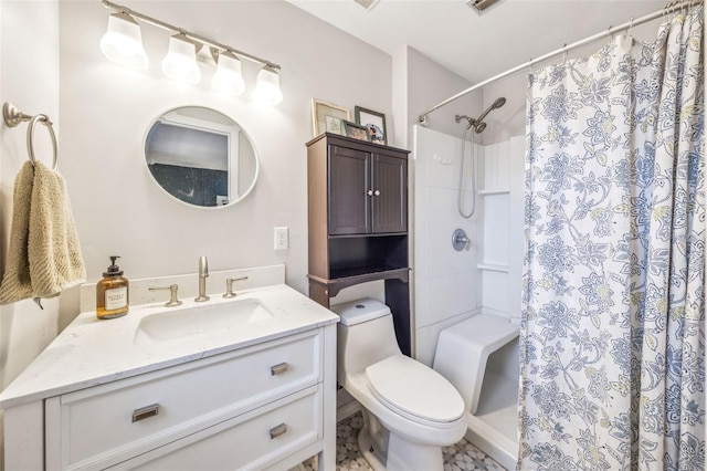 8619 Veridian Dr, Orlando, FL 32810 - bathroom with toilet, a shower with shower curtain, and vanity