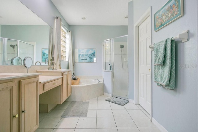 4219 Lillian Hall Ln, Orlando, FL 32812 - bathroom featuring tile patterned flooring, a shower stall, a garden tub, and vanity