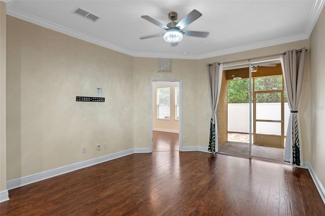 8031 Enchantment Dr Unit Ge, Windermere, FL 34786 - spare room featuring ceiling fan, crown molding, hardwood / wood-style floors, and visible vents