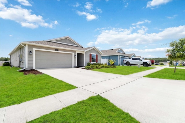 5347 Travertine St, Mount Dora, FL 32757 - ranch-style house with driveway, a garage, and a front lawn