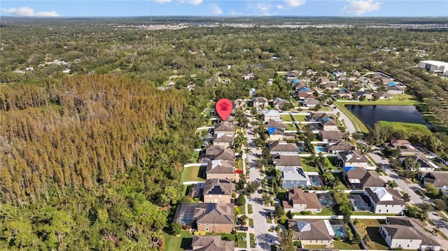 11818 Gilmerton Dr, Riverview, FL 33579 - birds eye view of property with a residential view, a view of trees, and a water view