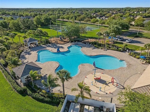 11818 Gilmerton Dr, Riverview, FL 33579 - community pool with a patio and fence