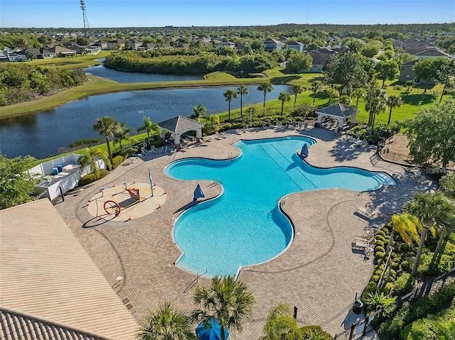 11818 Gilmerton Dr, Riverview, FL 33579 - community pool with a water view, a patio, and a gazebo