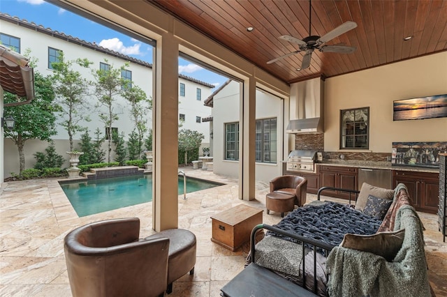 9730 Lounsberry Cir, Golden Oak, FL 32836 - sunroom / solarium featuring a swimming pool