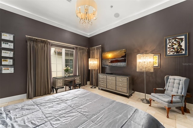 9730 Lounsberry Cir, Golden Oak, FL 32836 - tiled bedroom featuring a chandelier and baseboards