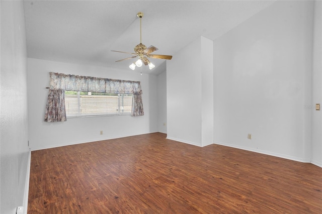 3137 Timucua Cir, Orlando, FL 32837 - empty room with wood finished floors, ceiling fan, and lofted ceiling