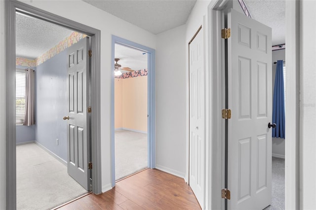 3137 Timucua Cir, Orlando, FL 32837 - hallway with a textured ceiling and wood finished floors