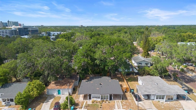 aerial view featuring a forest view