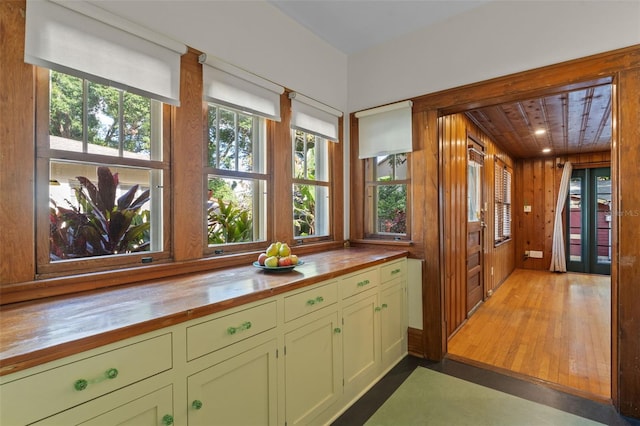 806 E Amelia St, Orlando, FL 32803 - interior space with wood counters, wood walls, and green cabinets