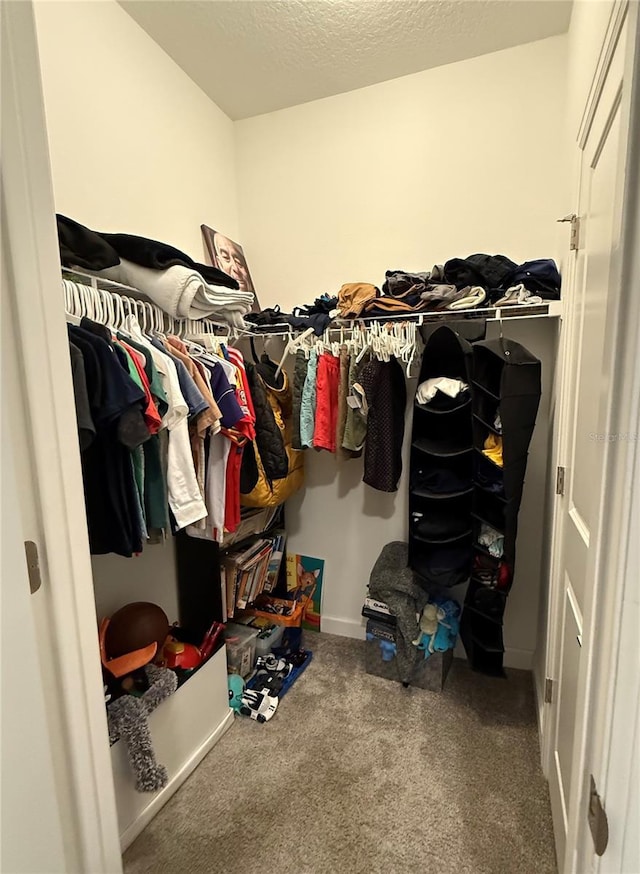 spacious closet with carpet floors