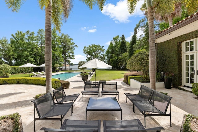 1640 E Adams Dr, Maitland, FL 32751 - view of patio featuring an outdoor pool and an outdoor hangout area