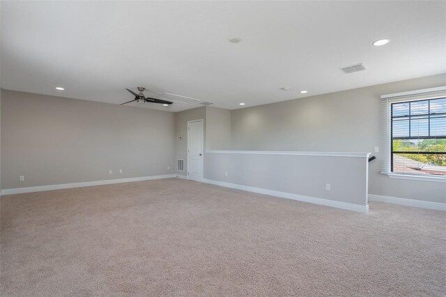 15443 Sugarcup Ct, Orlando, FL 32828 - empty room with attic access, light carpet, recessed lighting, baseboards, and a ceiling fan