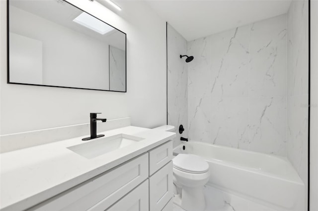 4510 Bonanza St, Cocoa, FL 32927 - bathroom featuring vanity, marble finish floor, shower / bathtub combination, and toilet