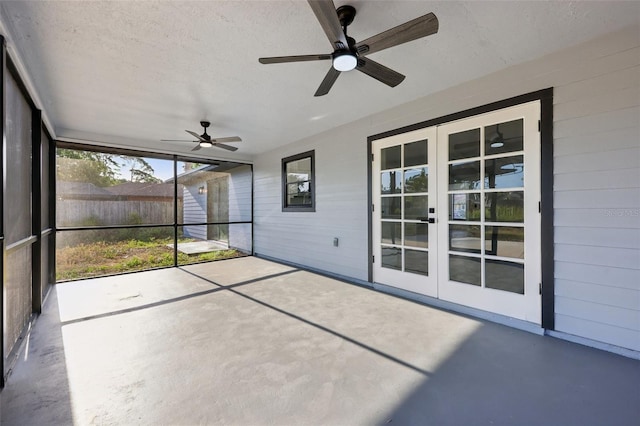 4510 Bonanza St, Cocoa, FL 32927 - unfurnished sunroom with ceiling fan and french doors