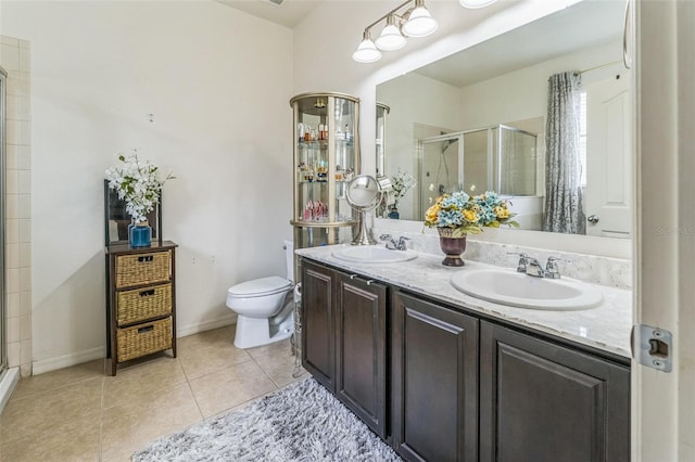 2815 Shelburne Way, Saint Cloud, FL 34772 - full bath featuring a sink, tile patterned floors, a shower stall, and double vanity