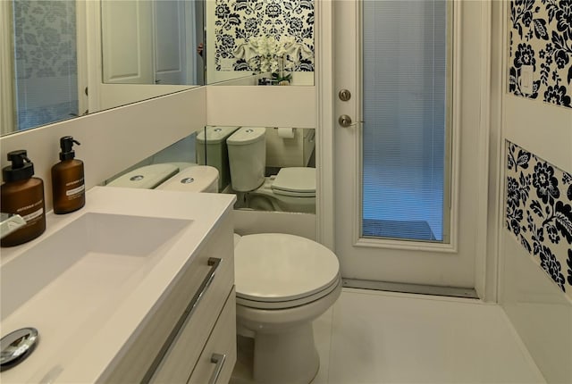 bathroom with toilet and vanity