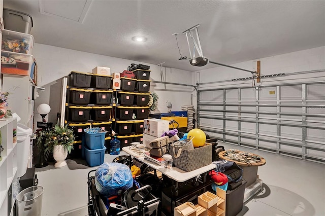 garage with a garage door opener