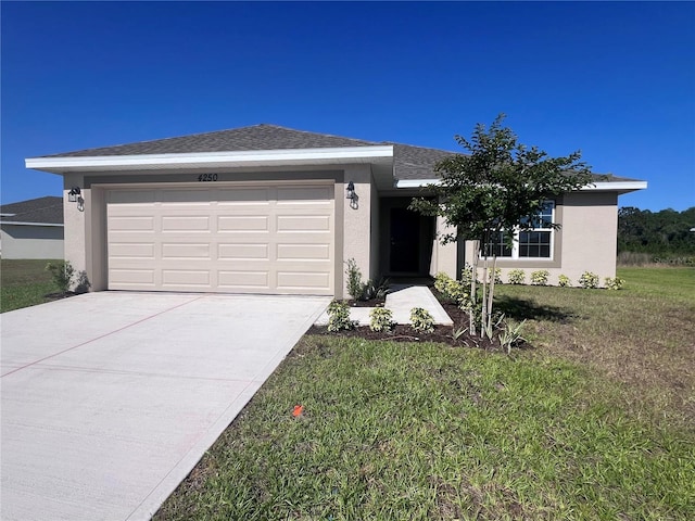 4264 Sagefield Dr, Saint Cloud, FL 34773 - ranch-style home with concrete driveway, stucco siding, an attached garage, and a front lawn