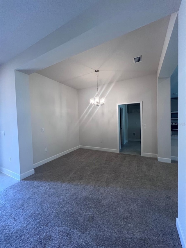 4264 Sagefield Dr, Saint Cloud, FL 34773 - carpeted spare room featuring baseboards, a chandelier, and visible vents