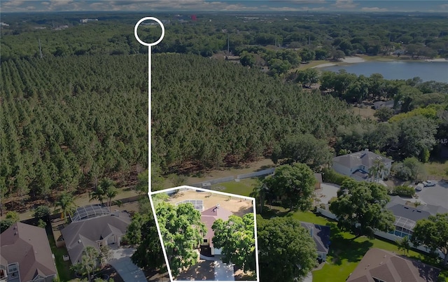 1512 Adriatic Dr, Ocoee, FL 34761 - bird's eye view featuring a forest view and a water view