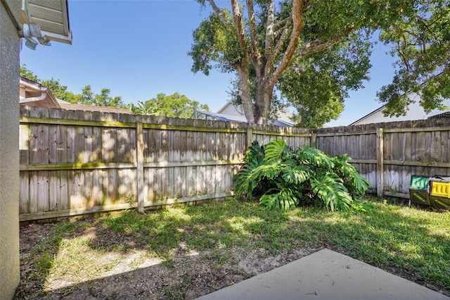view of yard featuring a fenced backyard