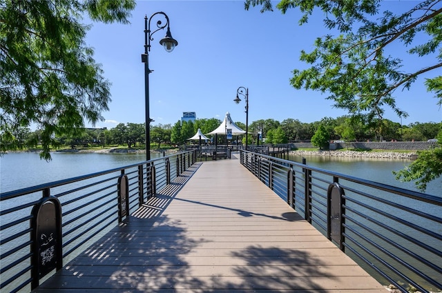view of dock featuring a water view