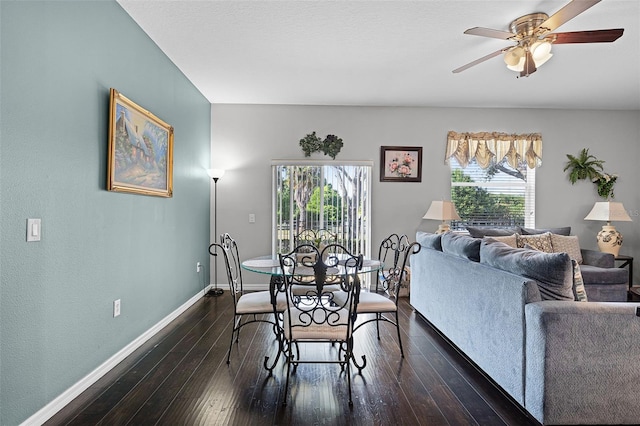3917 Pemberly Pines Cir, Saint Cloud, FL 34769 - dining space featuring baseboards, a ceiling fan, and hardwood / wood-style floors