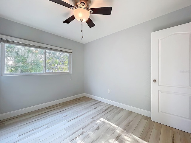 2631 Mcdonald Ter, Mount Dora, FL 32757 - empty room featuring a ceiling fan, baseboards, and light wood-type flooring