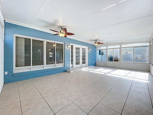 2631 Mcdonald Ter, Mount Dora, FL 32757 - unfurnished sunroom featuring french doors and a ceiling fan
