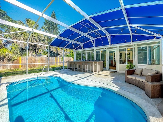 2631 Mcdonald Ter, Mount Dora, FL 32757 - view of pool with fence, a patio area, outdoor dry bar, and a fenced in pool