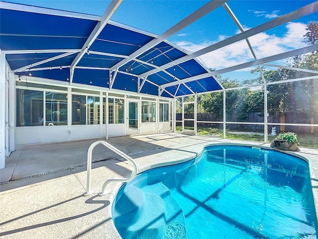2631 Mcdonald Ter, Mount Dora, FL 32757 - view of pool with a fenced in pool, glass enclosure, a patio area, and fence
