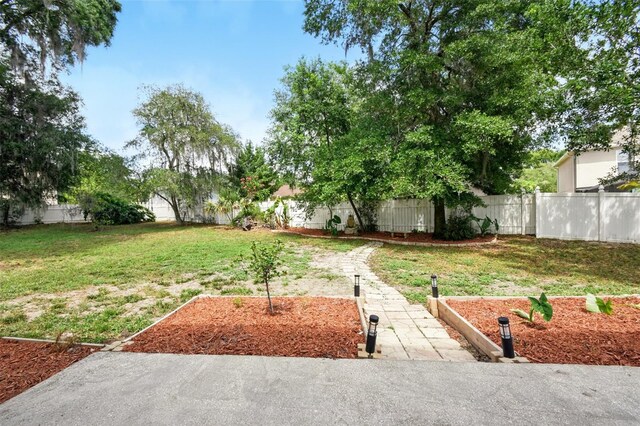 view of yard featuring a fenced backyard