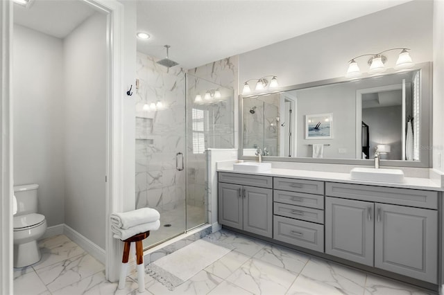 8848 Bismarck Palm Dr, Winter Garden, FL 34787 - full bath with a sink, marble finish floor, a marble finish shower, and toilet
