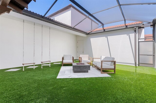 8848 Bismarck Palm Dr, Winter Garden, FL 34787 - exterior space featuring a patio, a lanai, and an outdoor fire pit