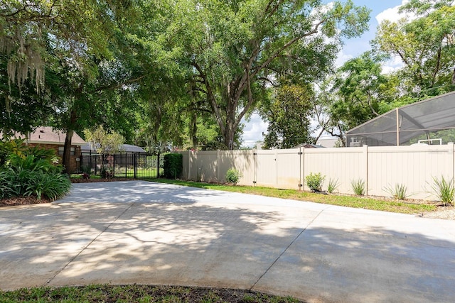 view of patio / terrace with a fenced backyard and a gate